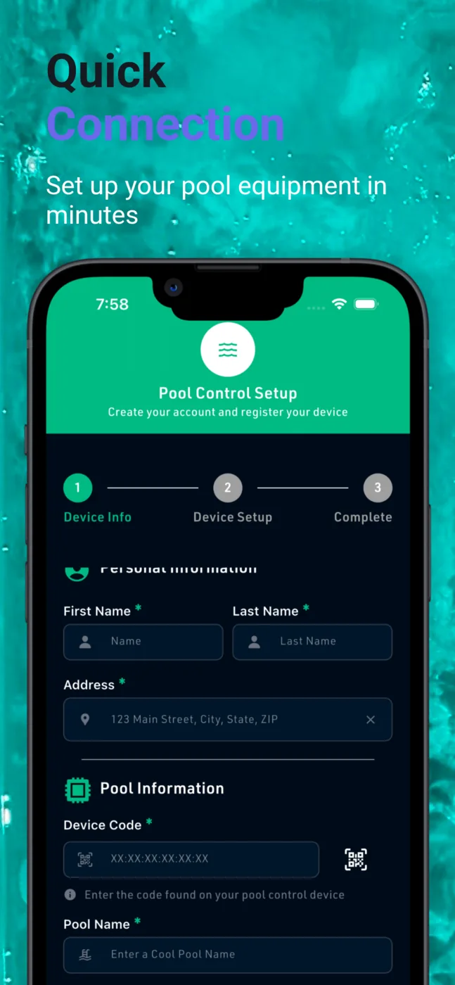 Quick setup in the NexPool Connect app