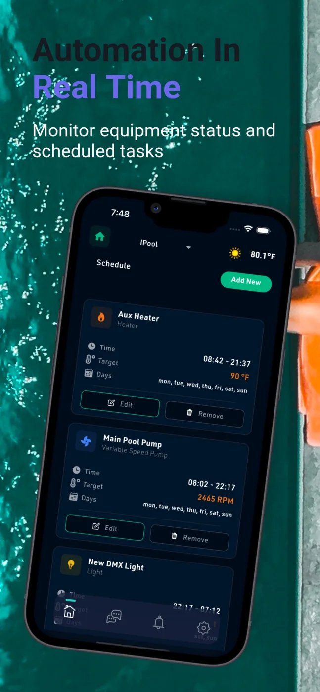 Real-time automation in the NexPool Connect app